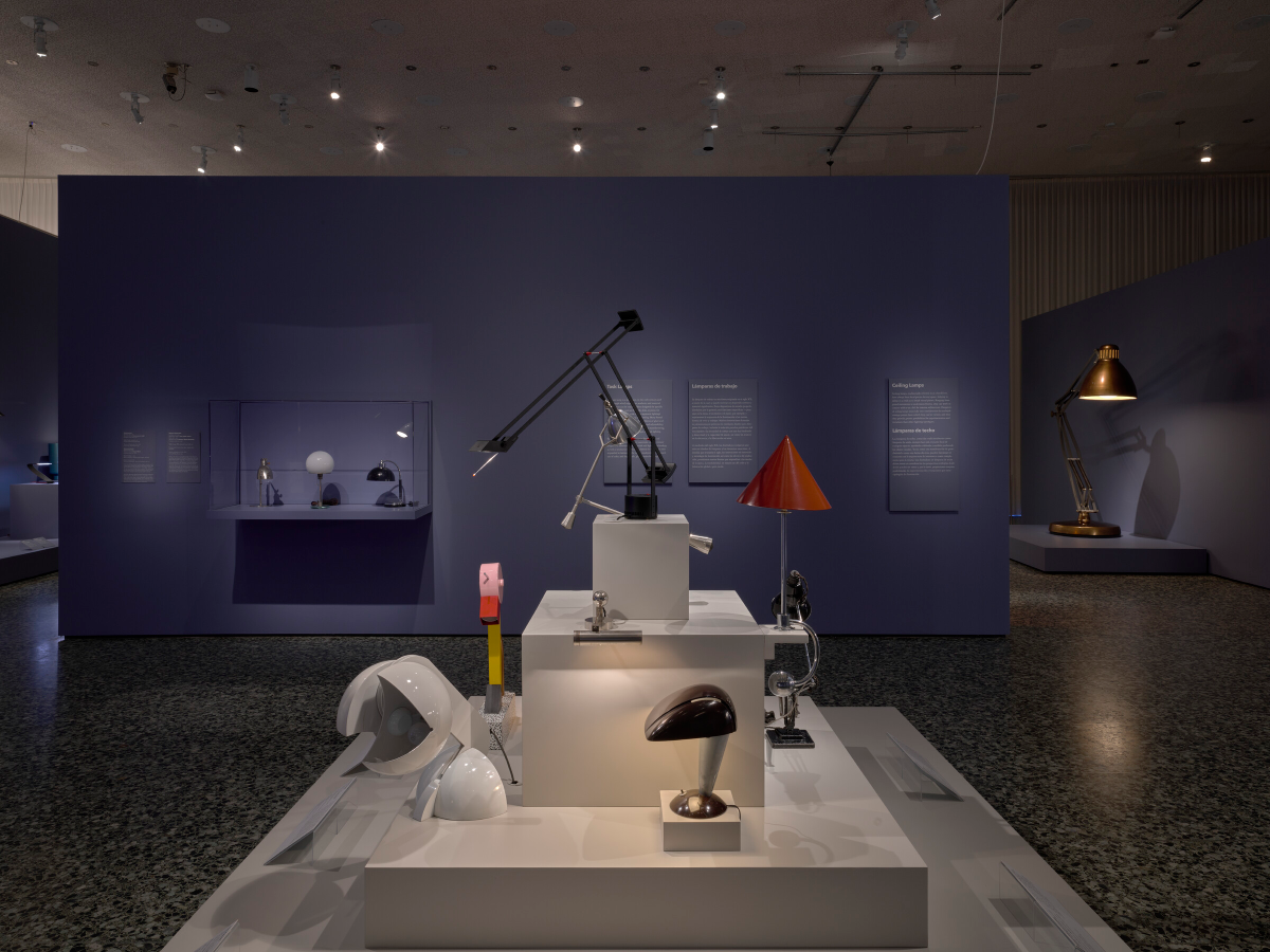Installation view of Electrifying Design: A Century of Lighting at the Museum of Fine Arts in Houston.