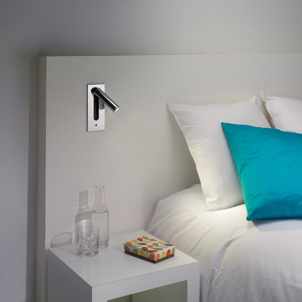 Fuse 3 LED Wall Sconce mounted bedside.