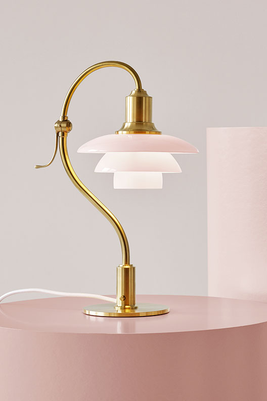 PH 2/2 Question Mark Pale Rose Table Lamp by Louis Poulsen.