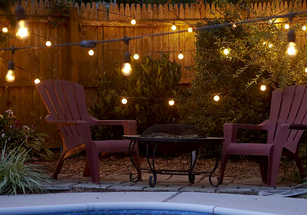 outside patio with lights