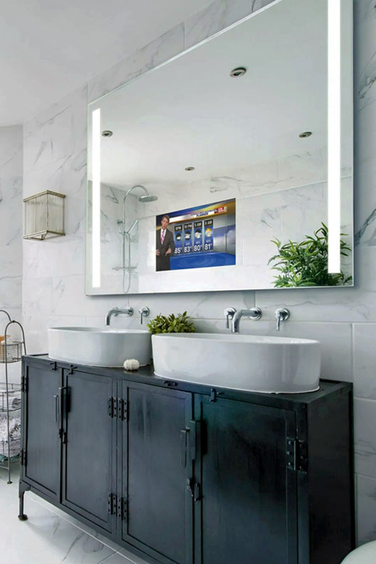 Fusion Lighted Mirror with Television by Electric Mirror.