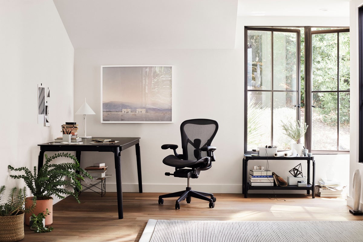 Three Aeron Chairs in a small office setting.