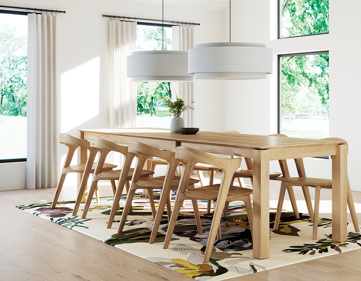 Slice Extendable Dining Table with matching dinging chairs.