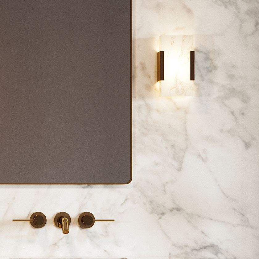 Covet Wide Clip Bath Sconce by Kelly Wearstler for Visual Comfort.