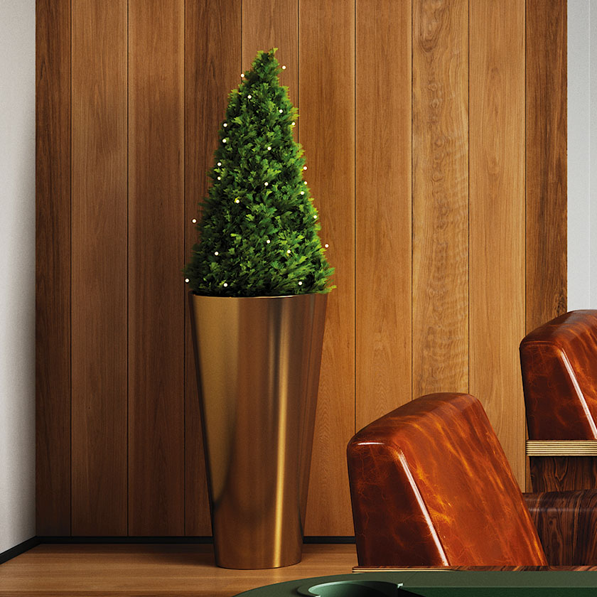 Oro Chroma Gold Finish Cone Indoor Planter by Le Present.