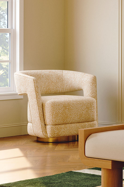 Maren Swivel Armchair by Currey & Company.