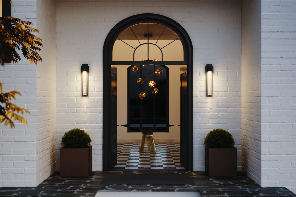 Voto Square LED Wall Sconce with matching bollard lights.