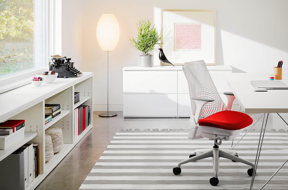 Lotus Bubble Floor Lamp in a modern office setting.