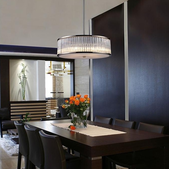 Braxton Drum Pendant/Semi-Flushmount in a dining room.