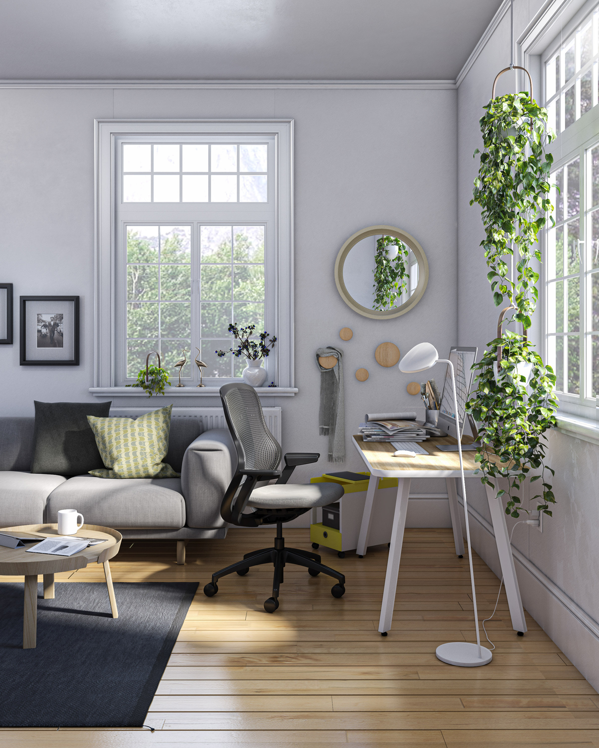 Leaf LED Floor Lamp in a home office.