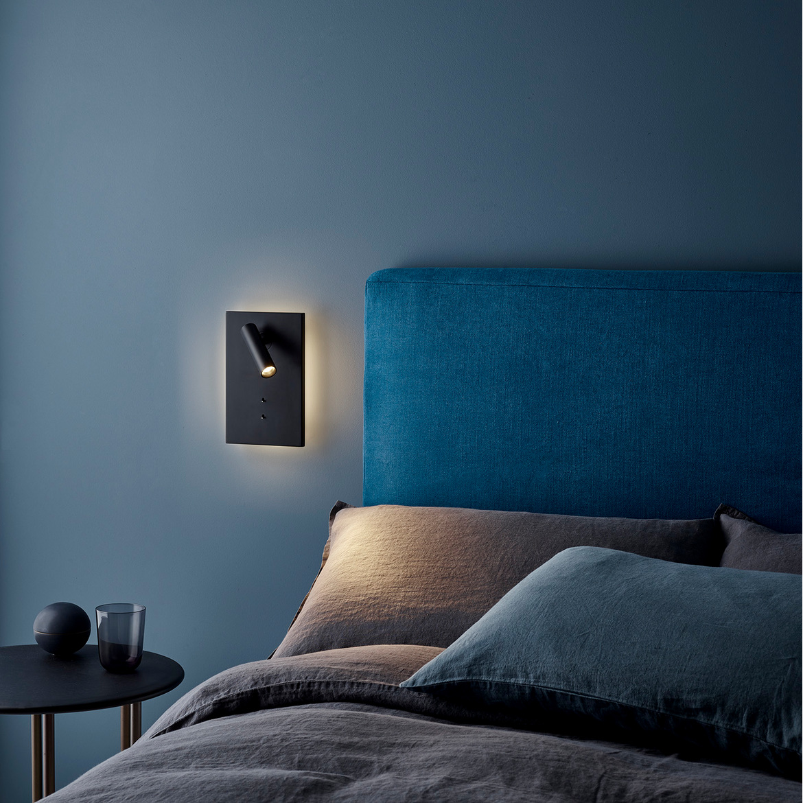 Edge Reader Mini LED Wall Sconce used bedside.