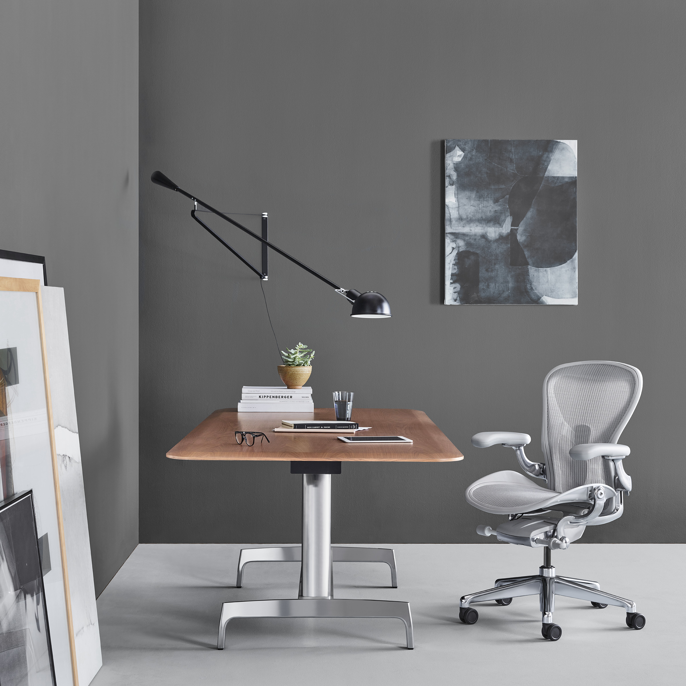 Modern home office with Aeron Chair.