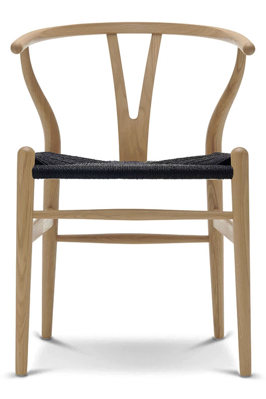 CH24 Wishbone Chair Black Cord by Carl Hansen.