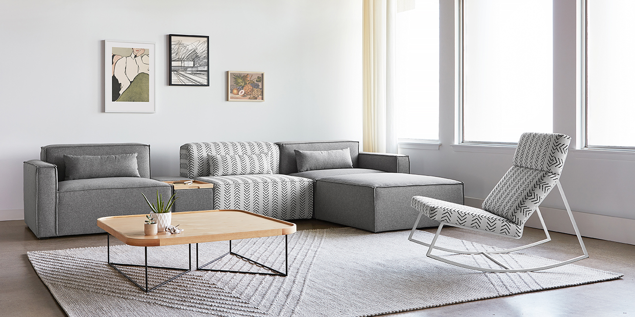 A comforting sitting room with contrasting table.