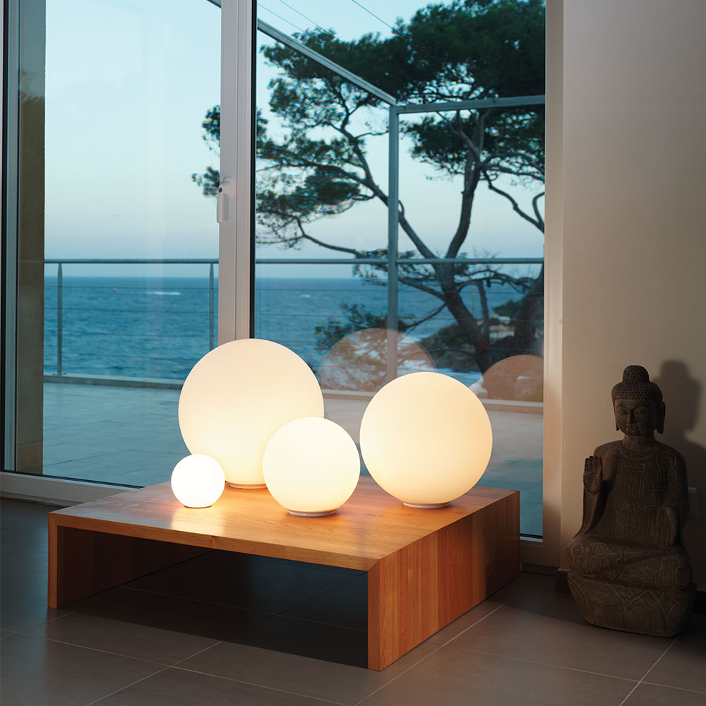 Artemide Dioscuri Table Lamps in a living room