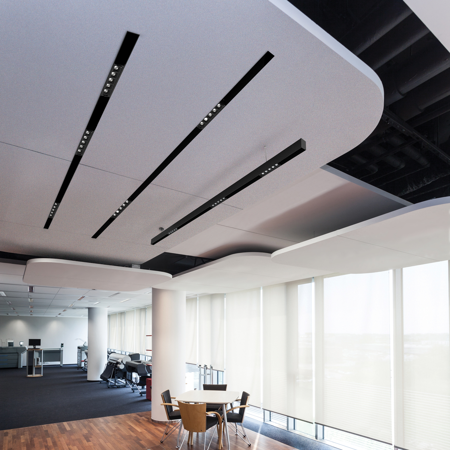 Construct 6 Ft Surface Mount track lighting in an office setting.