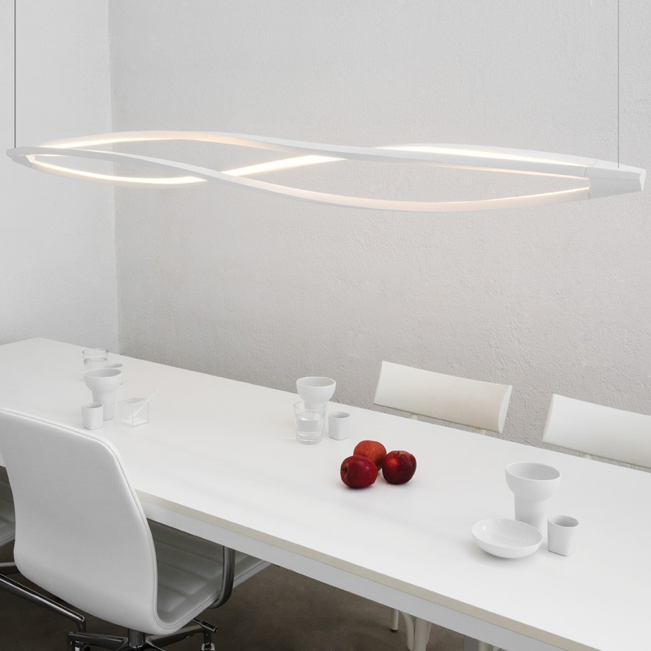 In the Wind LED Suspension Light above a dining table.