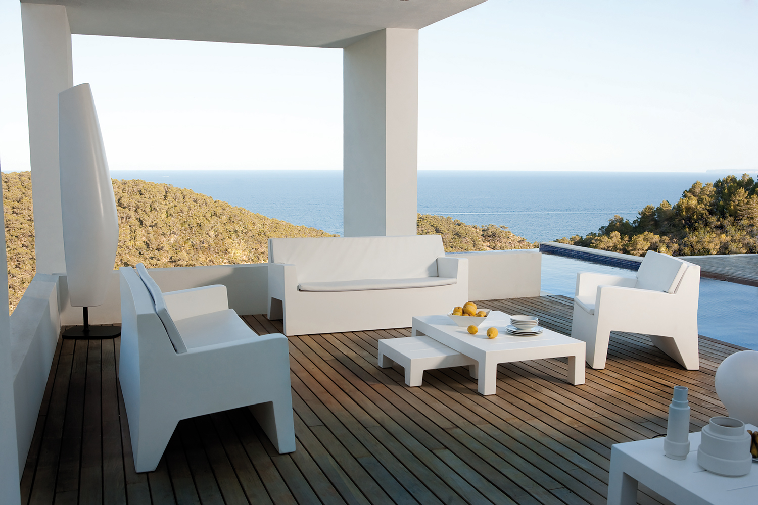 Jut Furniture Collection in an modern outdoor patio.