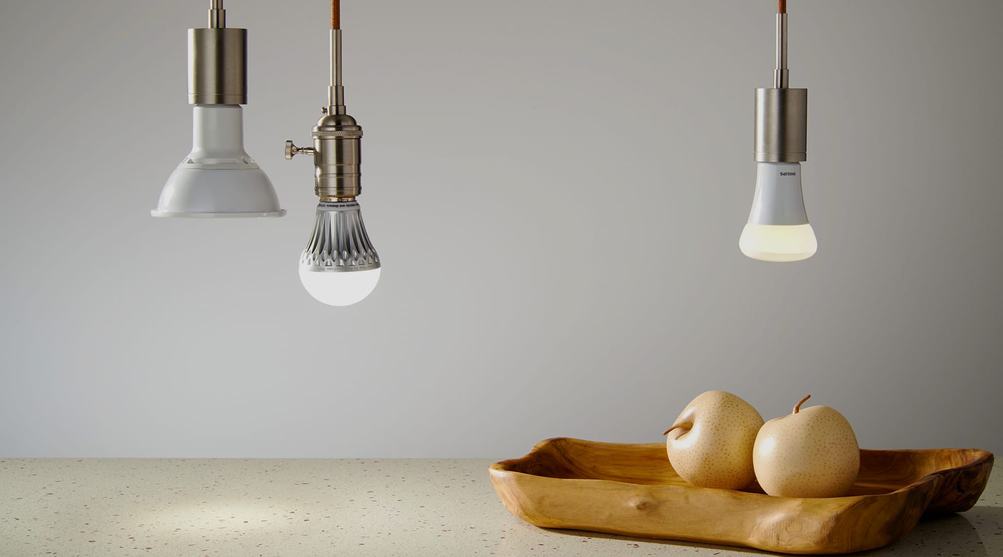 SoCo Modern Socket Pendant with different light bulbs.