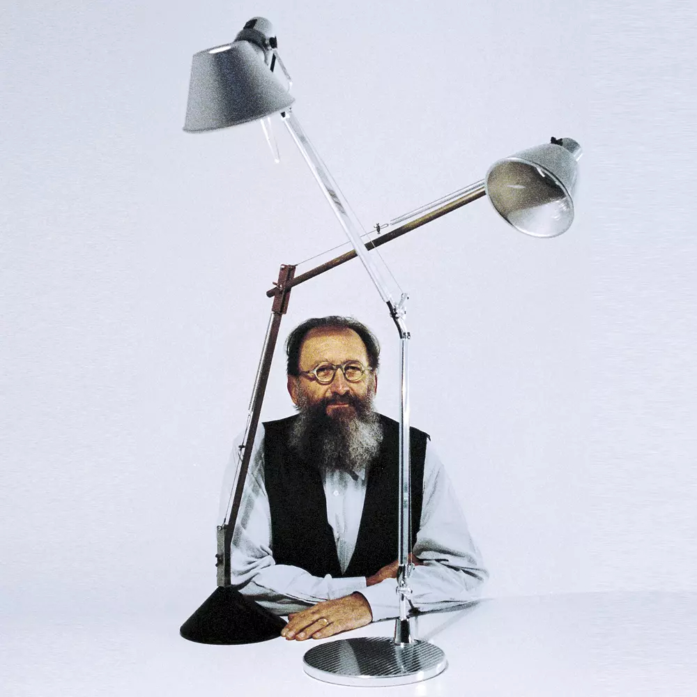 Michele De Lucchi with his Tolomeo Lamps.