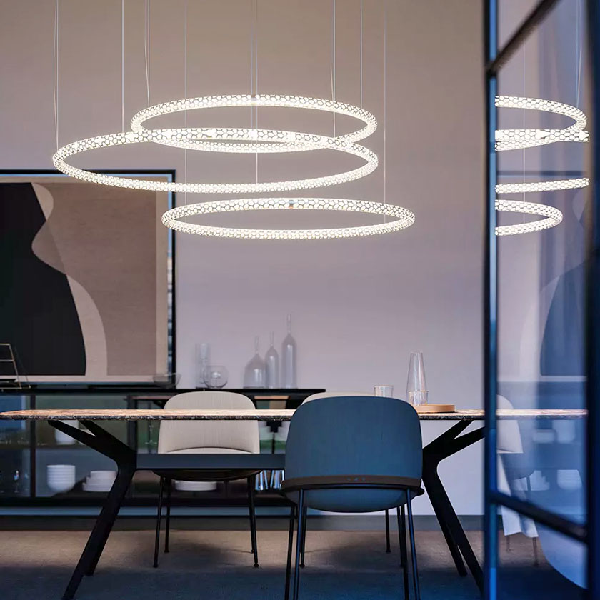 Squiggle LED Round Chandelier by Rotaliana for LUMINART.