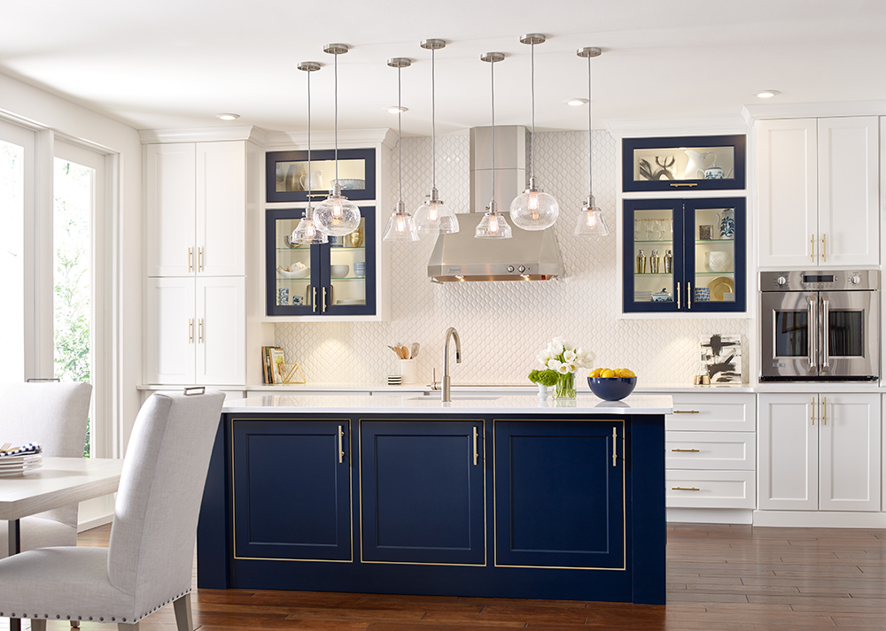 Avery Mini Pendants over a kitchen island.