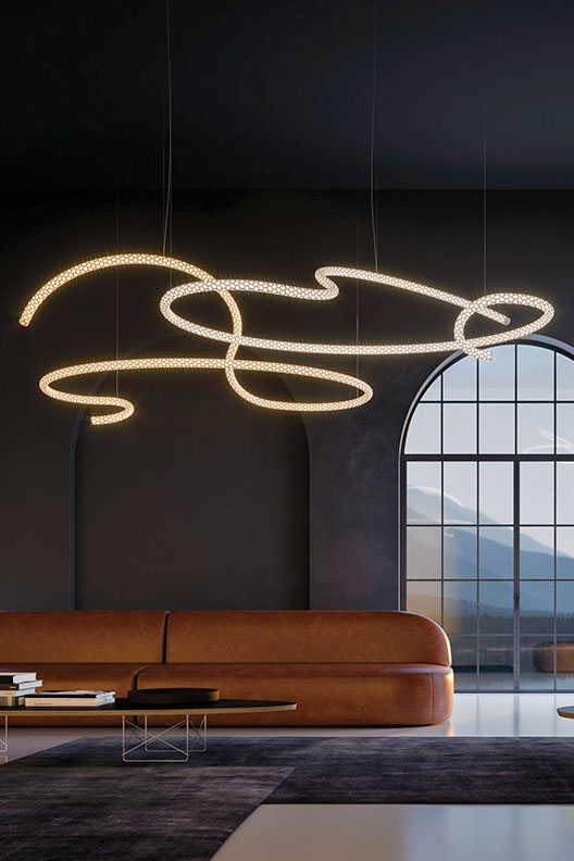 Squiggle LED Chandelier by Rotaliana by LUMINART.