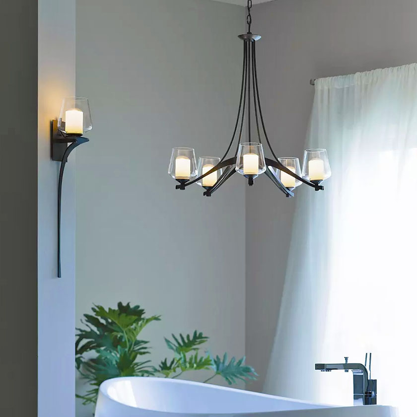 Ribbon Chandelier with Clear Glass by Hubbardton Forge.