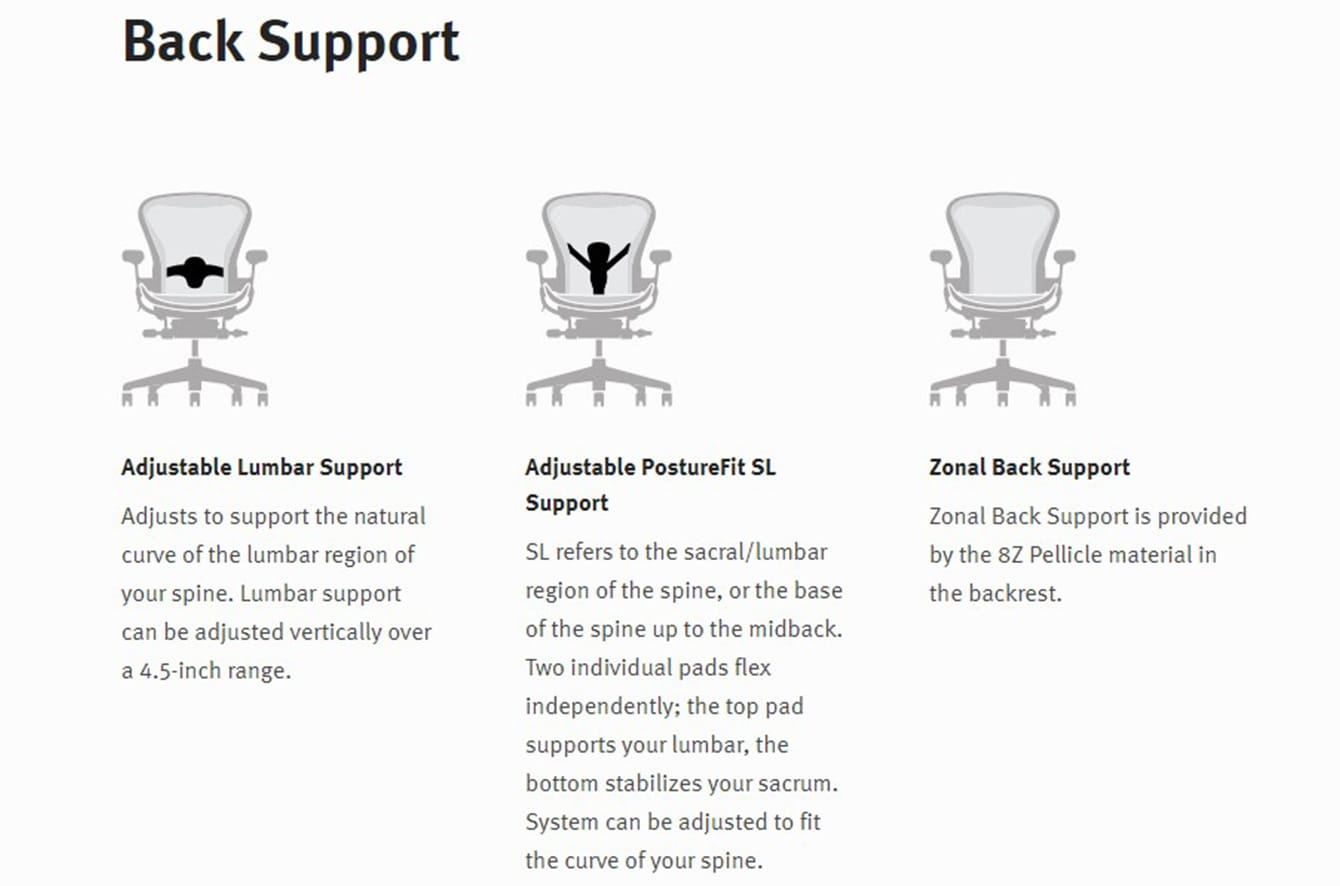 Aeron Chair adjustable back support.
